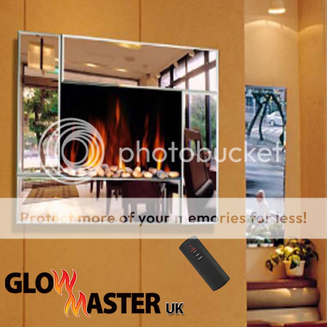 FLUELESS PROFESSIONAL CONTEMPORARY ELECTRIC LIVING FLAME WALL MOUNTED WIDESCREEN FIRE WITH TEMPERED GLASS. Electric Fire. BEVEL EDGE MIRROR GLASS PANEL ELECTRIC FIREPLACE. THE HEAT COME FROM THE FRONT